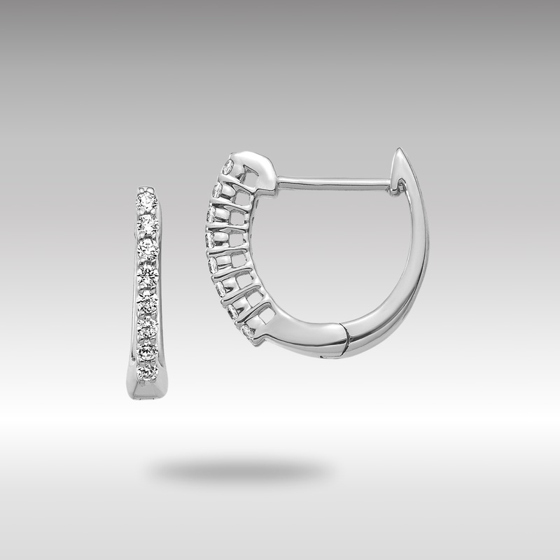 White Gold Polished Diamond Hinged Hoop Earrings – Model EM5407-016-WA