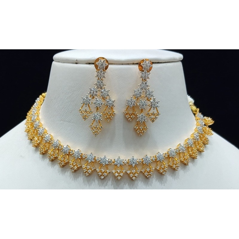 Zircon Necklace By  Colour Clear, Plating Gold CSNA4416
