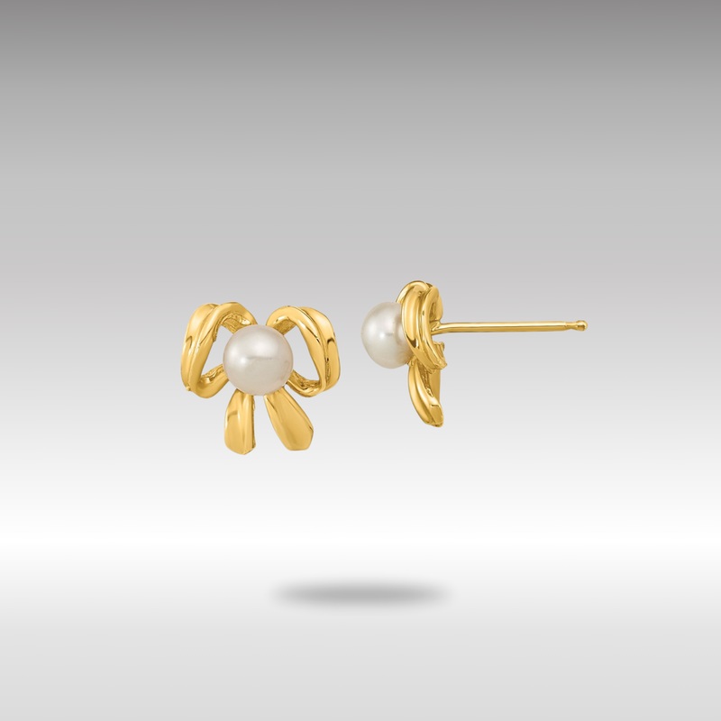 Gold 3-4mm White Button Freshwater Cultured Pearl Post Earrings – Model XF604E