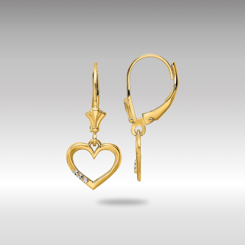 Gold Diamond Cut Heart Leverback Earrings – Model TM805