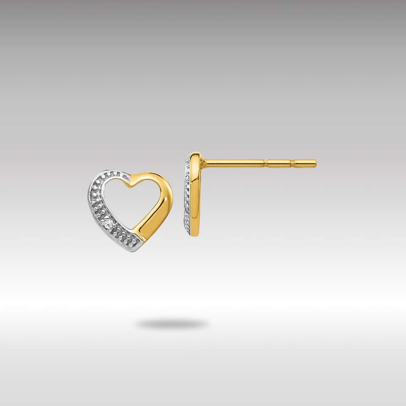 Gold Diamond Heart Post Earrings – Model EM5517-001-YA