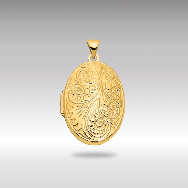 Gold Extra Large Scroll Oval Locket Pendant – Model XL226