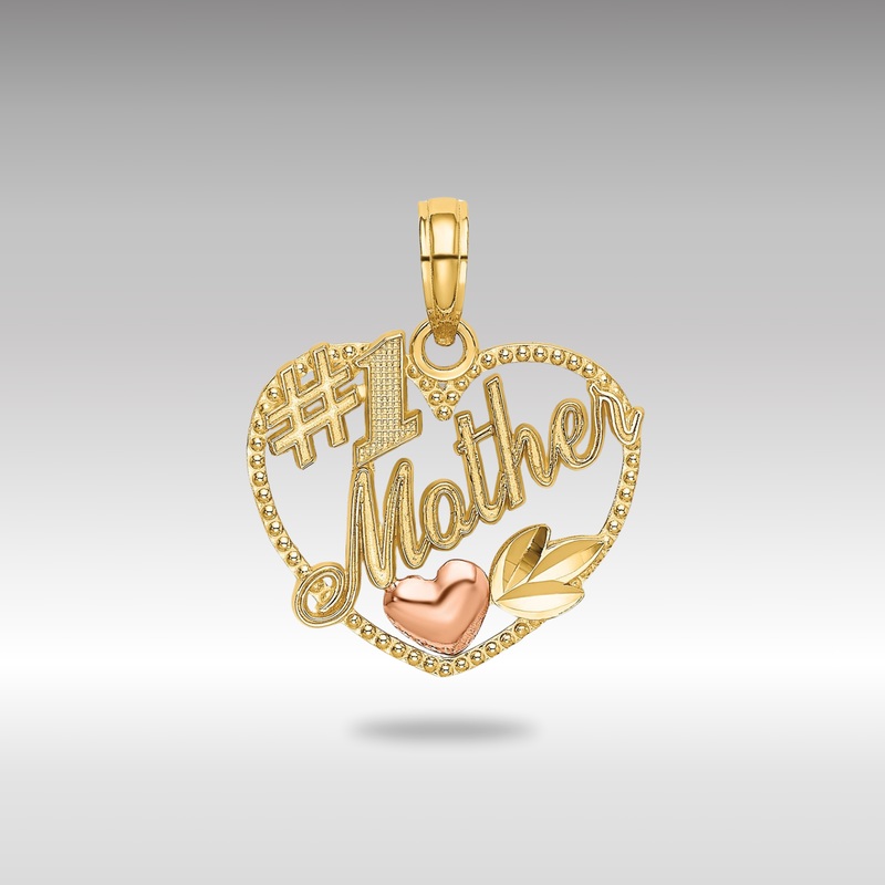 Gold Heart with #1 MOTHER Charm – Model K9211