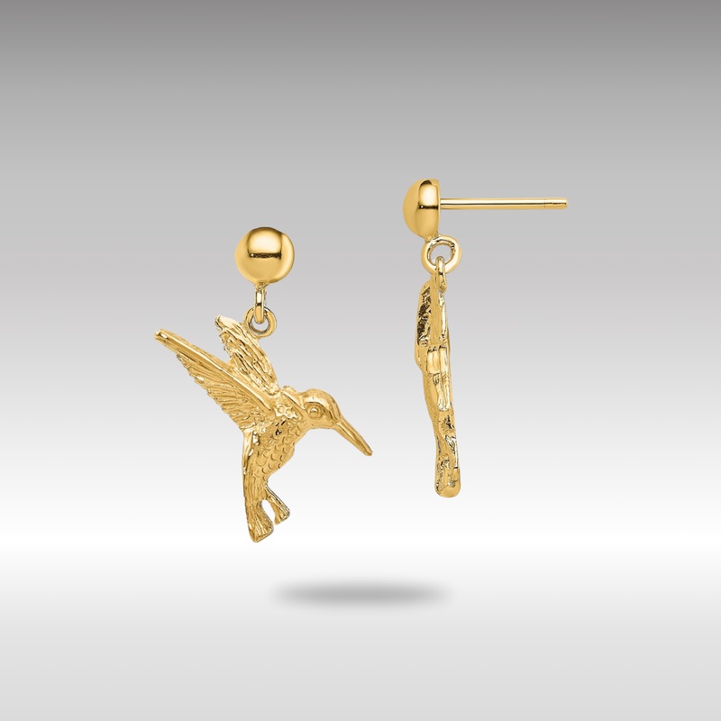 Gold Hummingbird Post Dangle Earrings – Model TE671