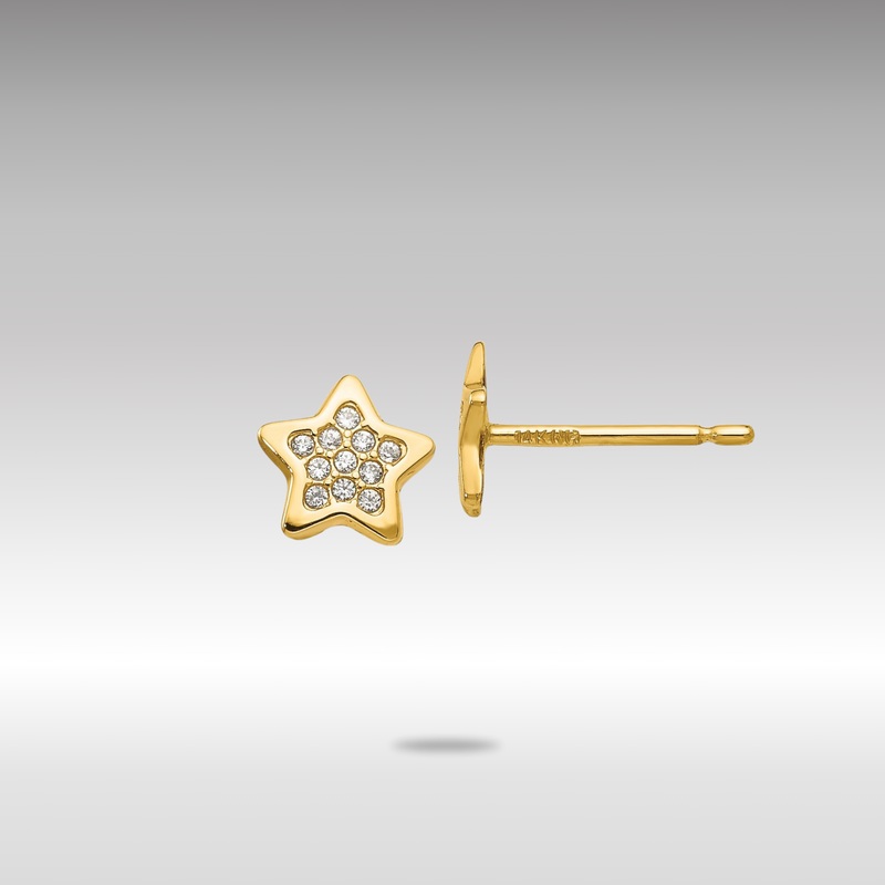 Gold Polished CZ Star Post Earrings – Model YE1747