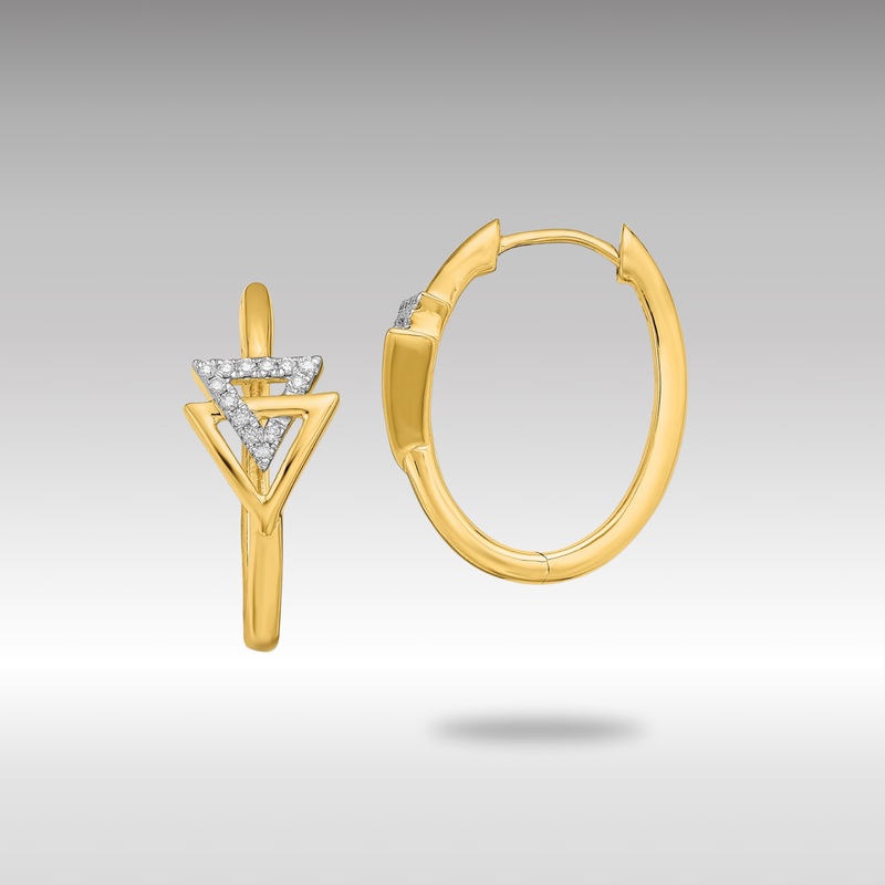 Gold Polished Double Triangle Hinged Hoop Earrings – Model EM6833-009-YA