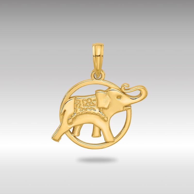 Gold Polished Elephant in Circle Charm – Model D5529