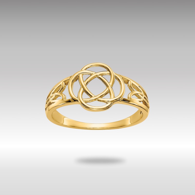 Gold Polished Ladies Celtic Knot Ring Model-D1870