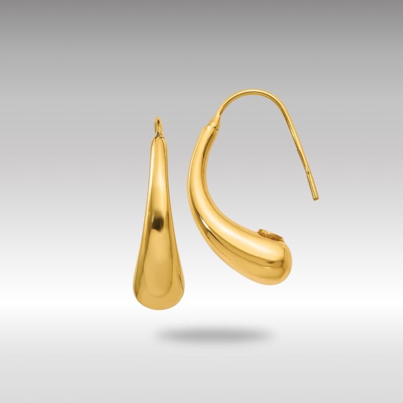 Gold Polished Puffed Teardrop Shepherd Hook Earrings – Model SF2445