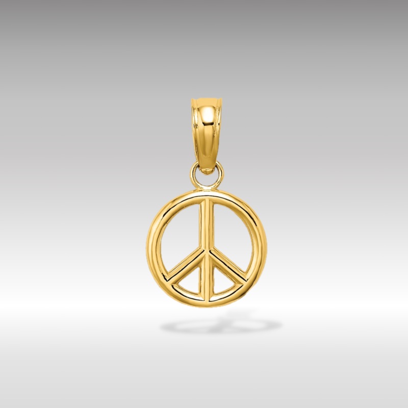 Gold Small 3D Peace Symbol Pendant – Model k7357