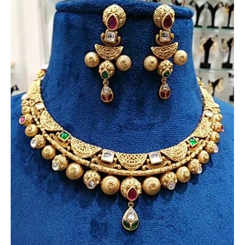 Jewelshingar Antique Necklace Set In Fine Quality Jewellery (221608AST)