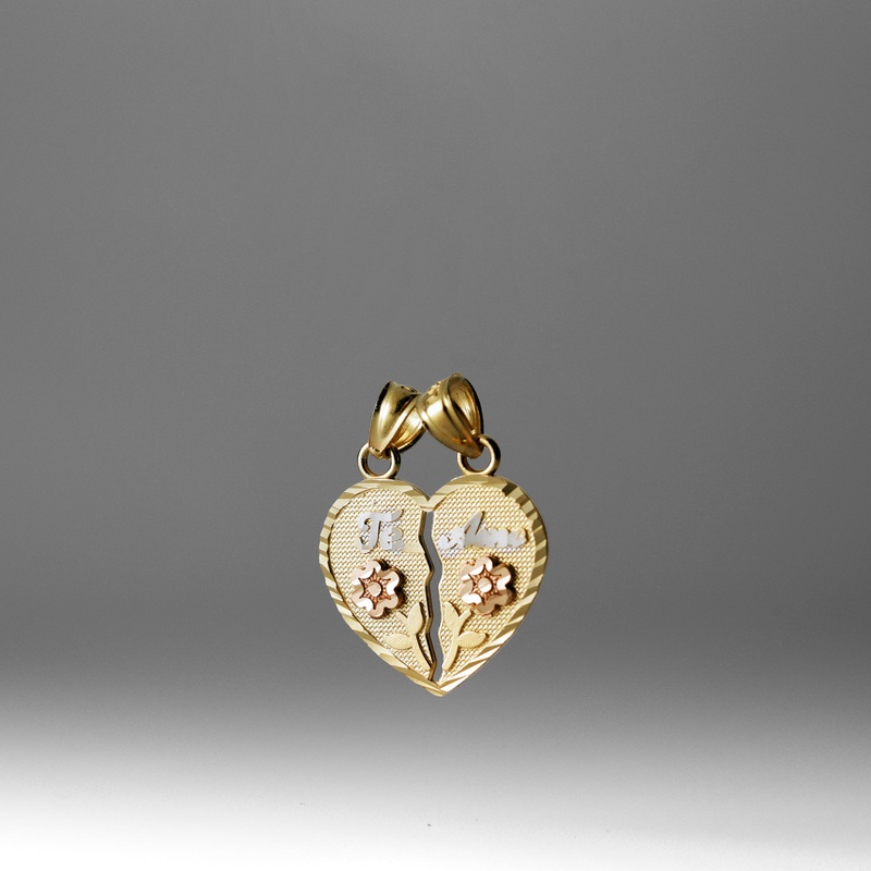 Solid Gold Te Amo Break-Apart Heart Pendant