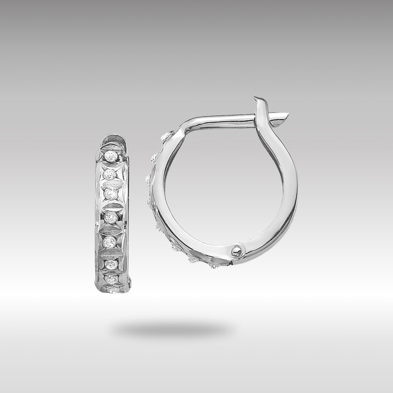 White Gold Diamond Fascination Round Hinged Hoop Earrings – Model DF169