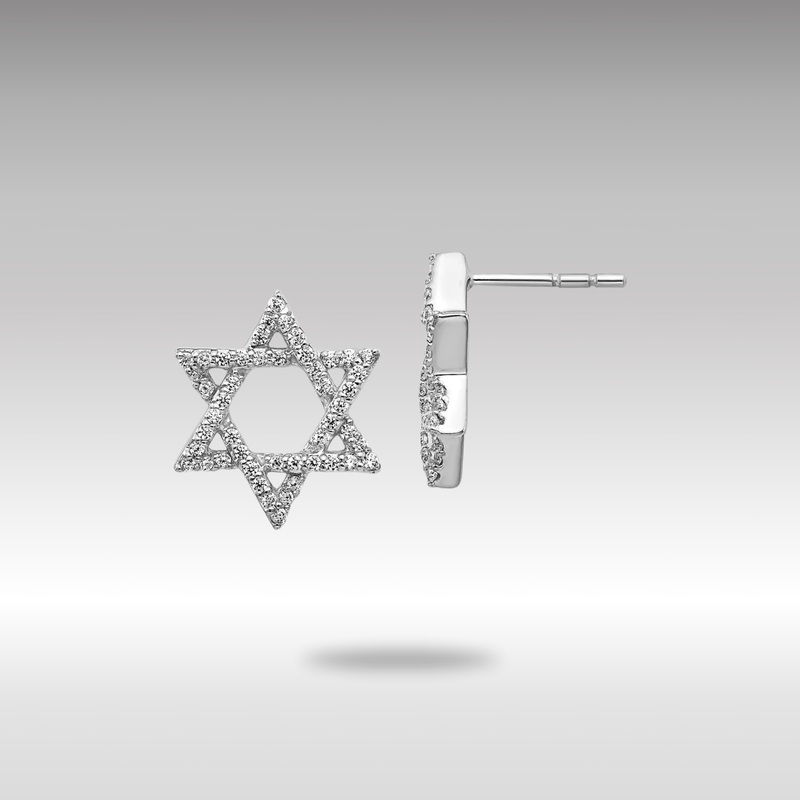 White Gold Diamond Star of David Earrings – Model EM3939-038-WA
