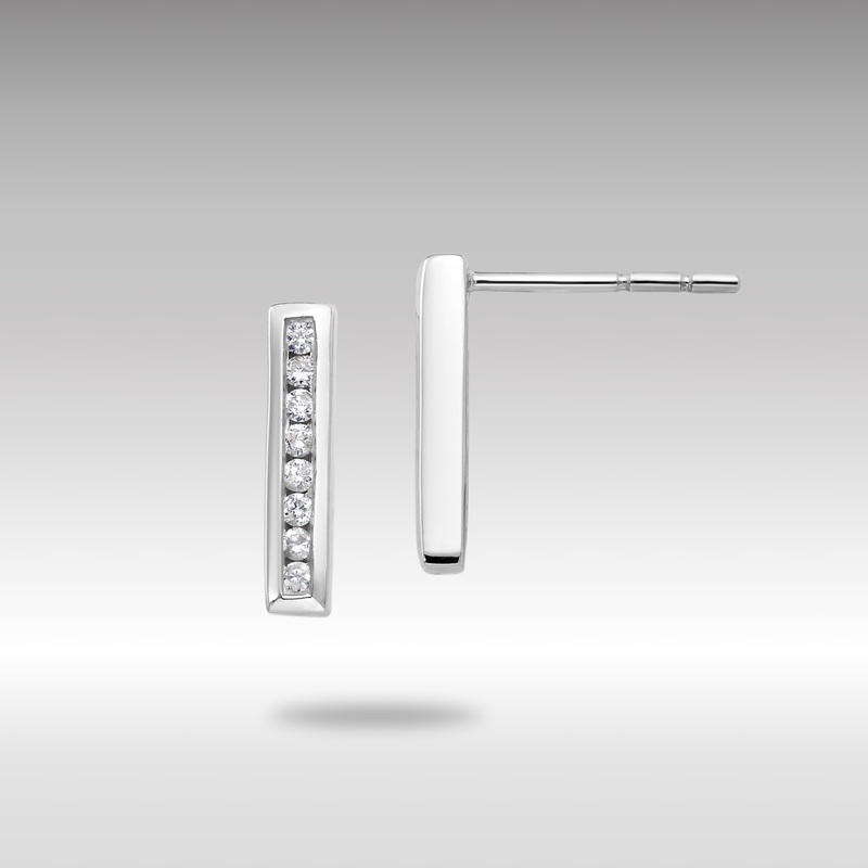 White Gold Lab Grown VS/SI FGH Dia Vertical Bar Post Earrings – Model EM9644-016-WLG