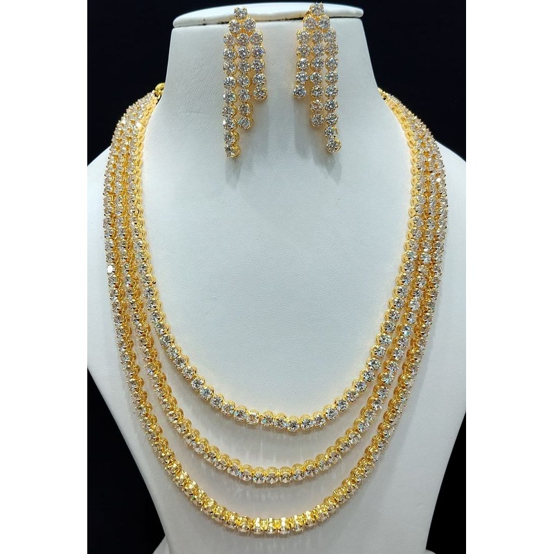 Zircon Necklace By  Colour Clear, Plating Gold CSNA4426