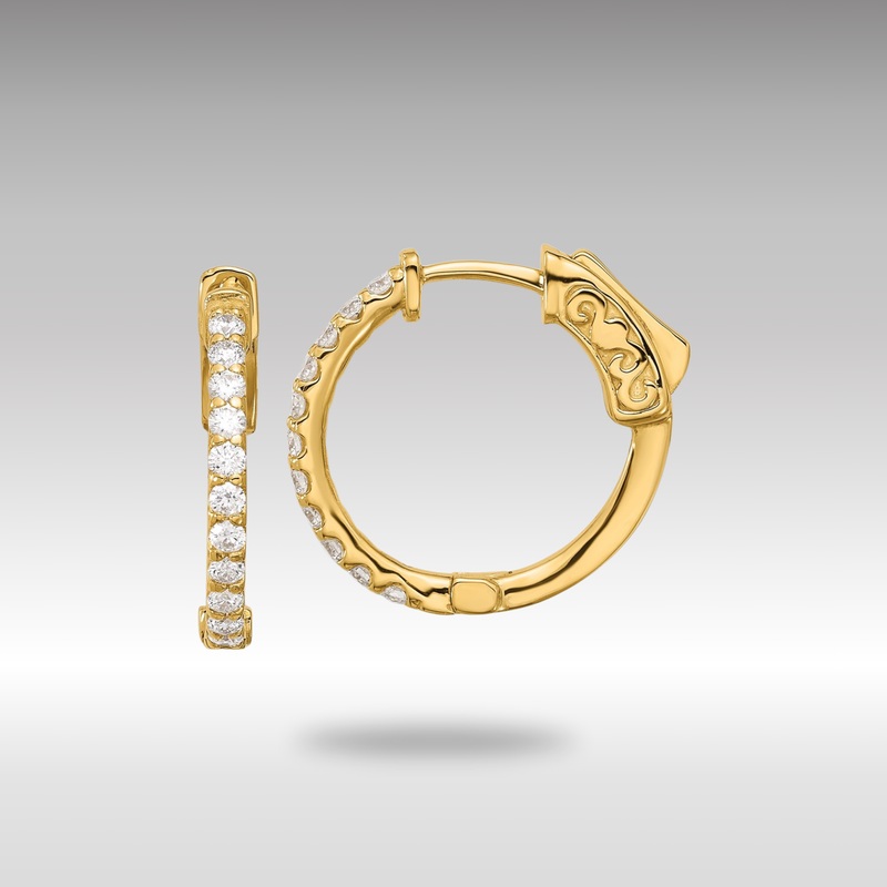 Gold 0.44ct 22-1.7mm Round Hoop with Safety Clasp Diamond Earrings – Model XE3256AA