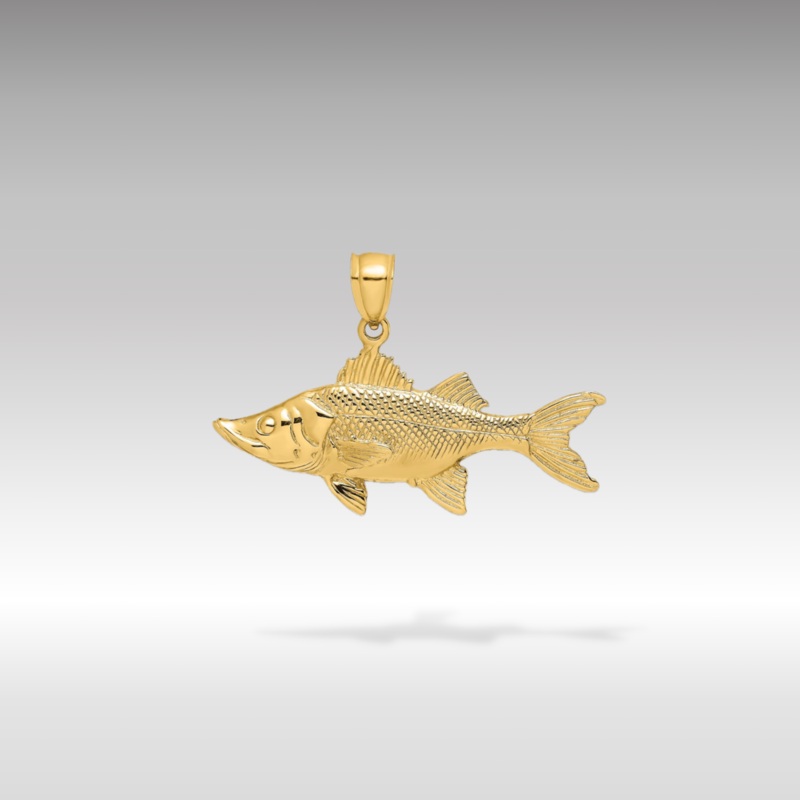 Gold 3D Tarpon Fish Pendant