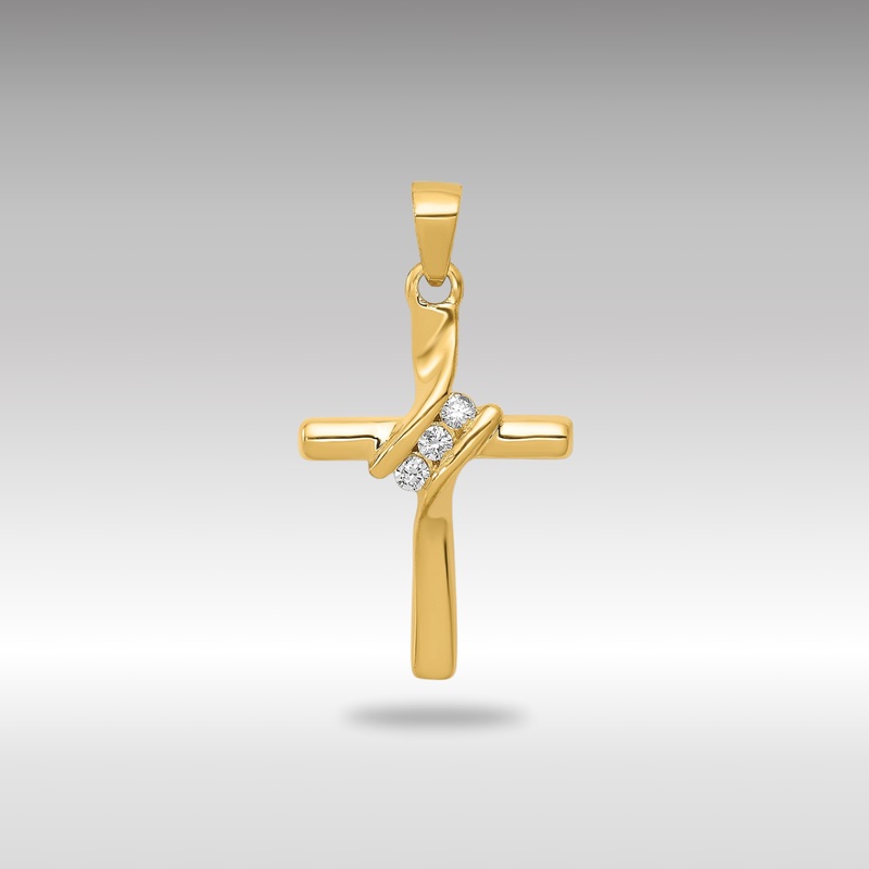 Gold AA Diamond Medium Cross Pendant – Model PM4990-005-YA