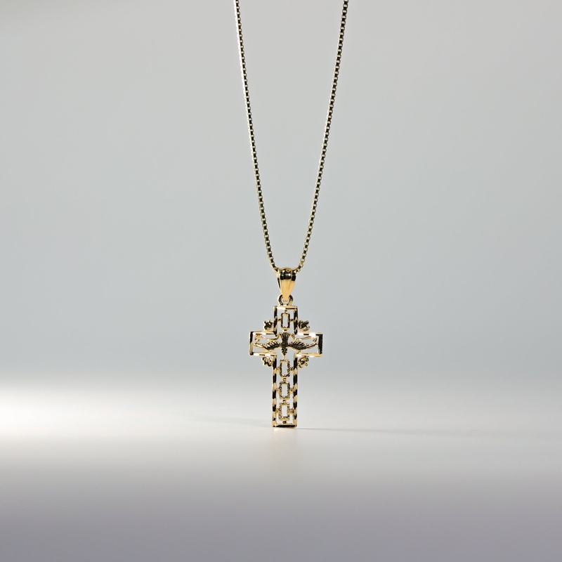 Gold Cross With Holy Spirit Dove Pendant – Model 1462