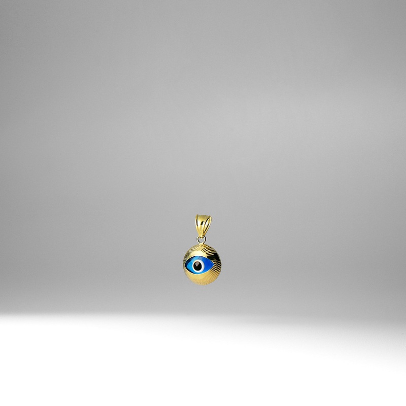Gold Dainty Round Blue Evil Eye Pendant