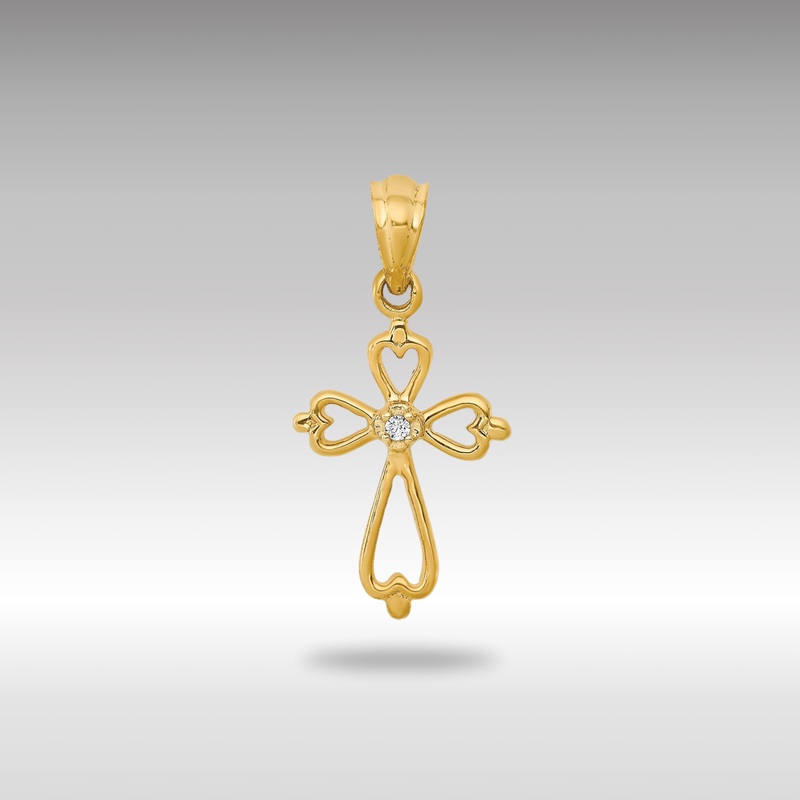 Gold Diamond Accented Small Cross Pendant – Model PM4996-001-YA