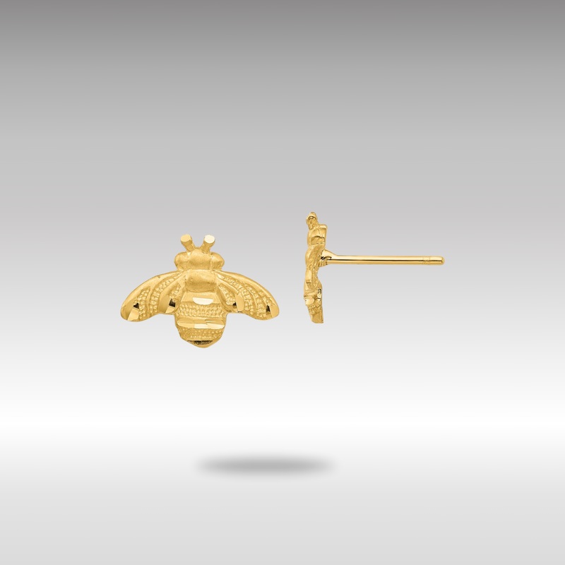 Gold Diamond Cut Bee Post Earrings – Model TF1551