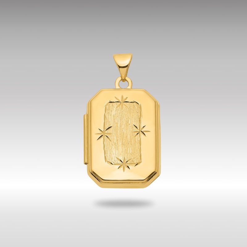 Gold Diamond-cut Brushed 20mm Rectangular Locket Pendant – Model XL822