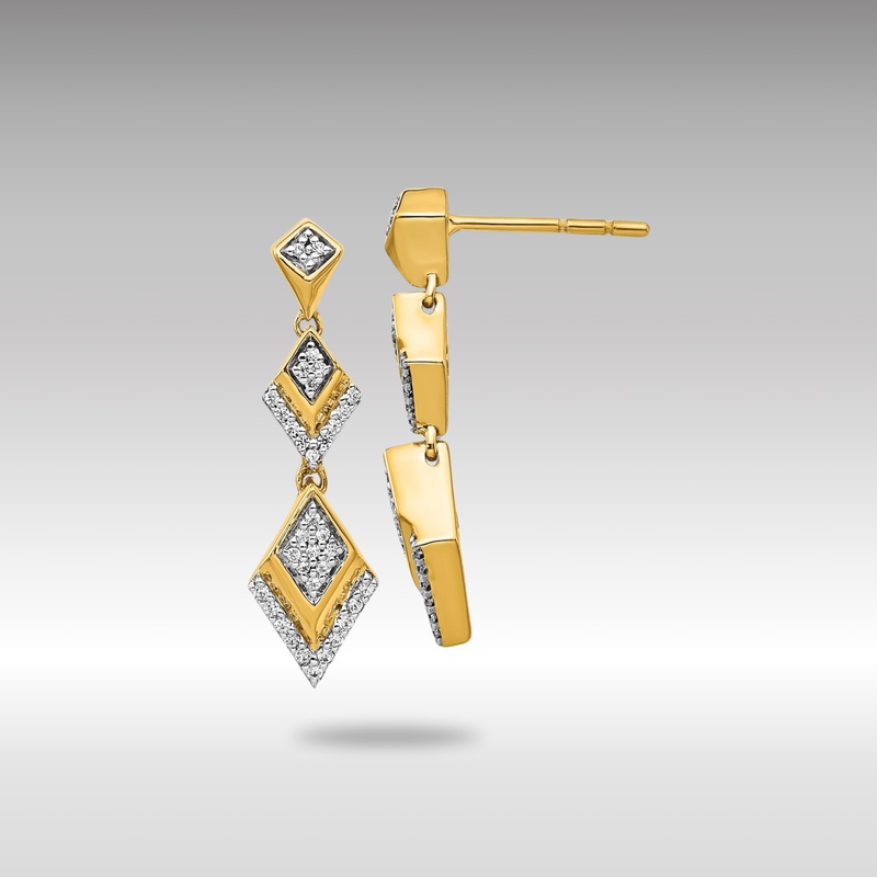 Gold Diamond Fancy Post Dangle Earrings – Model EM3905-025-YA
