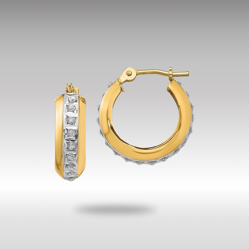 Gold Diamond Fascination Round Huggy Hinged Hoop Earrings – Model DF133