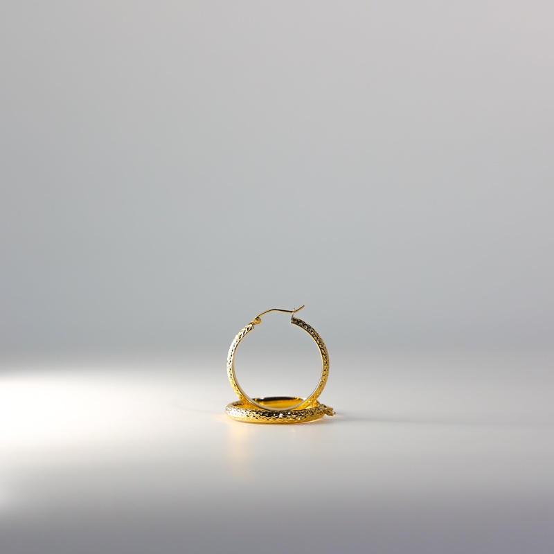 Gold Huggie Hoop Earrings 30MM Wide – Model 75