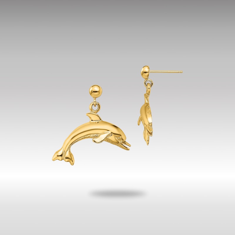 Gold Jumping Dolphin Dangle Earrings – Model TE844