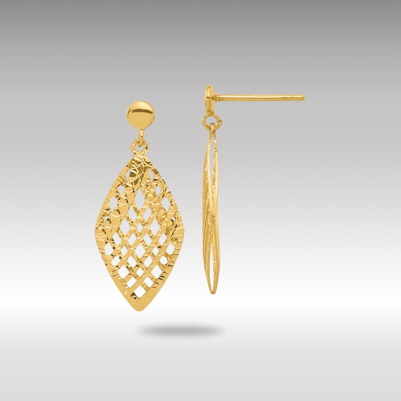 Gold Leslie’s 14k Polished Diamond Cut Post Dangle Earrings – Model LE2636