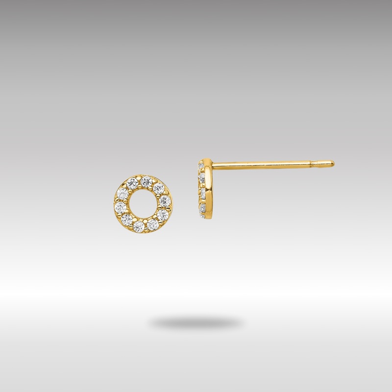 Gold Madi K Circle CZ Post Earrings – Model SE2913