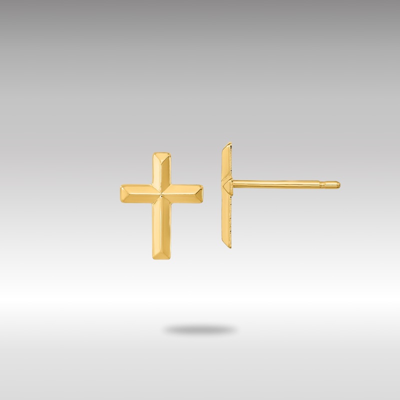Gold Madi K Polished 3D Cross Post Earrings – Model SE2542