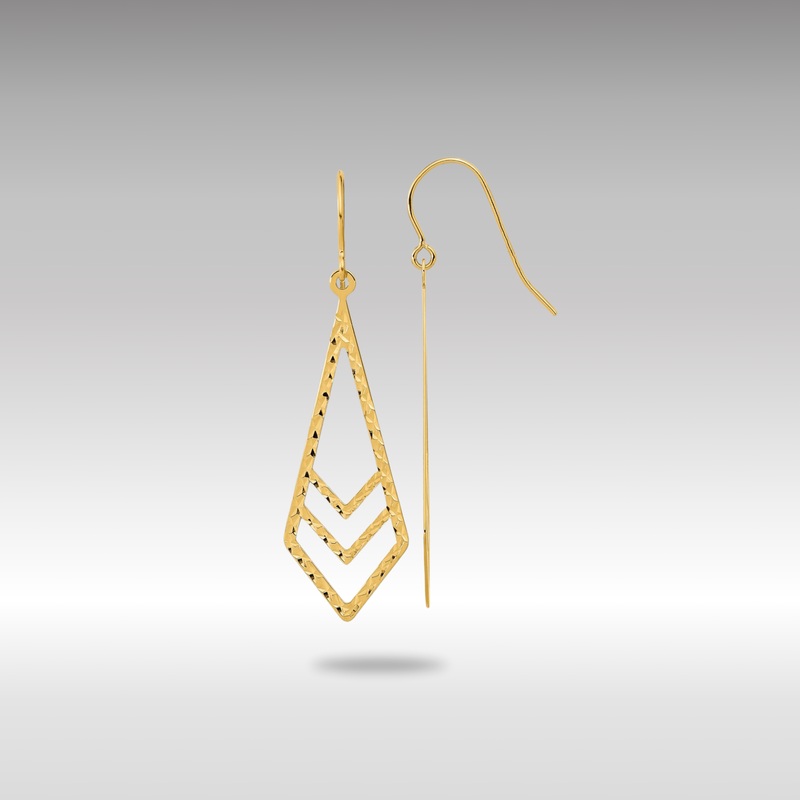 Gold Polished and Textured Dangle Earrings – Model TL1019