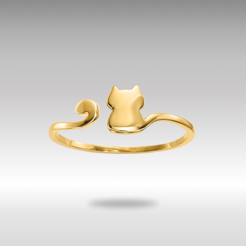Gold Polished Cat Adjustable Cuff Ring Model-R639