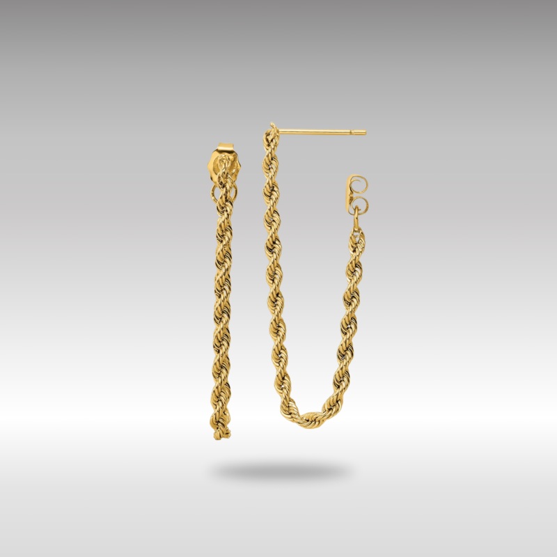 Gold Polished Rope Dangle Earrings Model-YE1927