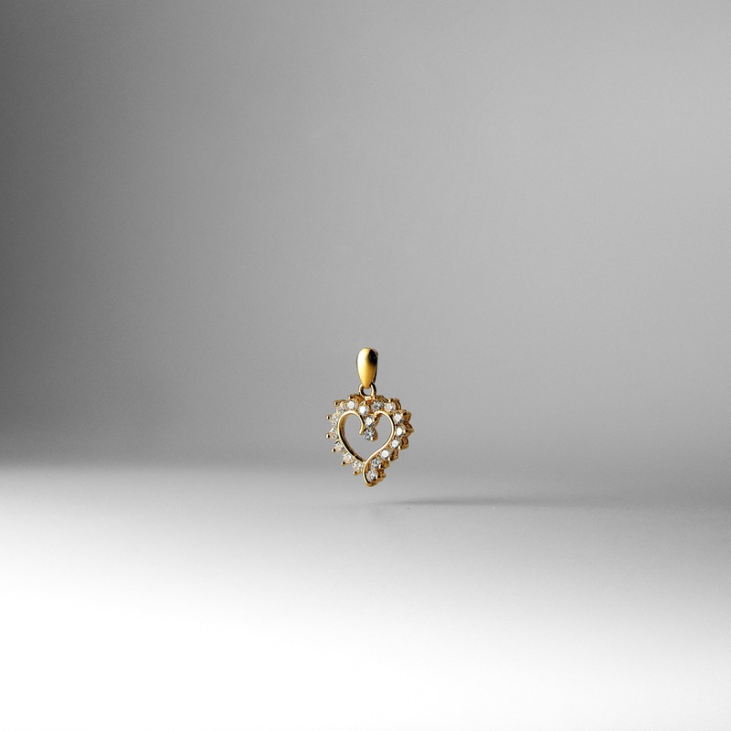 Gold Small Open Heart Pendant With Cubic Zirconia – Model 579