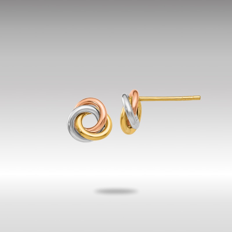 Gold Tri-color Twisted Knot Post Earrings – Model Z1239
