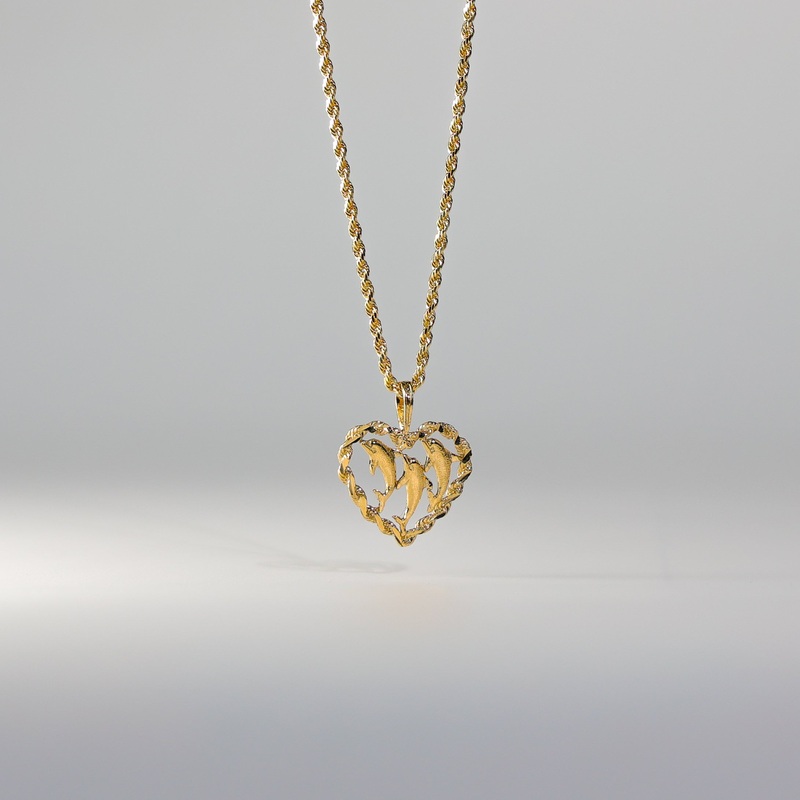Gold Triple Dolphin Heart Pendant – Model 1677