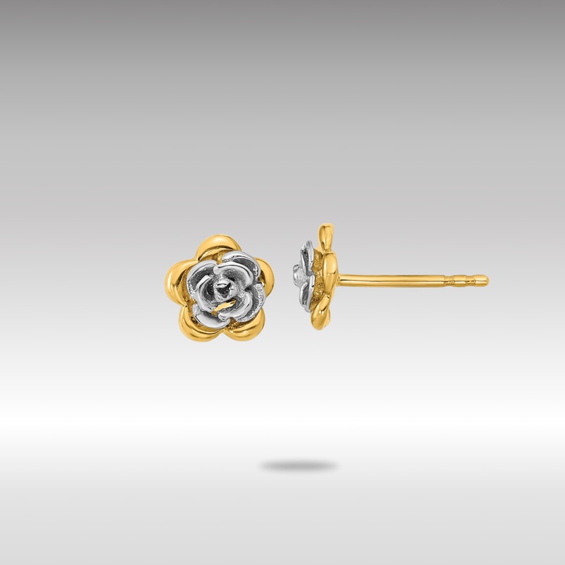 Gold Two-tone Flower Post Earrings – Model YE2081