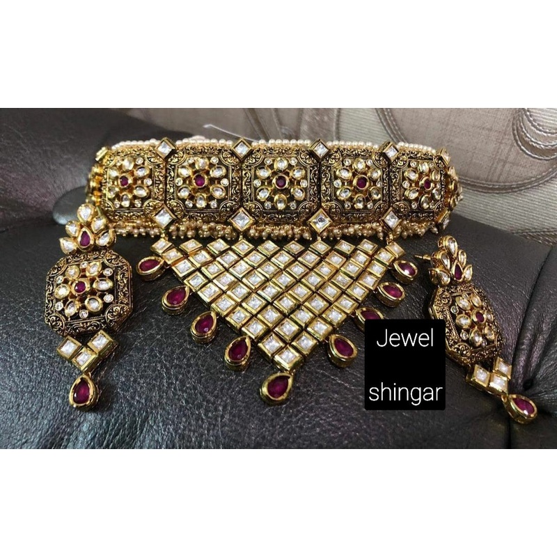 JEWELSHINGAR FINE CHOKER IN POLKI KUNDAN (005011JS)