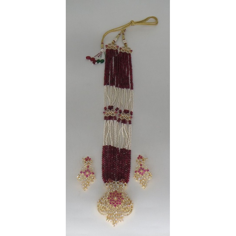 Jewelshingar Jewellery Fine Antique Polki Kundan Gold Plated Ruby Colour Necklace For Women ( 62949NAD )