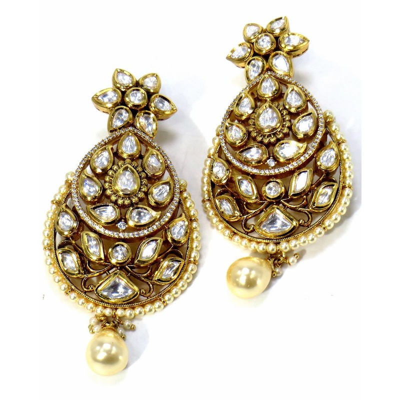 Jewelshingar Jewellery Gold Plated Diamond Earring For Women ( 61122ACE )