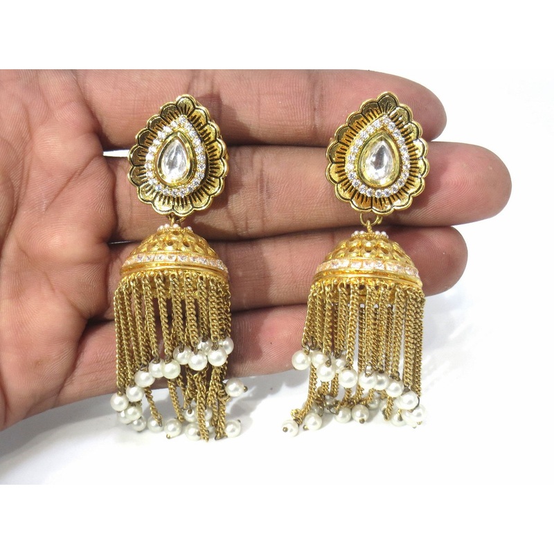 Jewelshingar Jewellery Gold Plated Diamond Jhumki For Women ( 61154ACE )