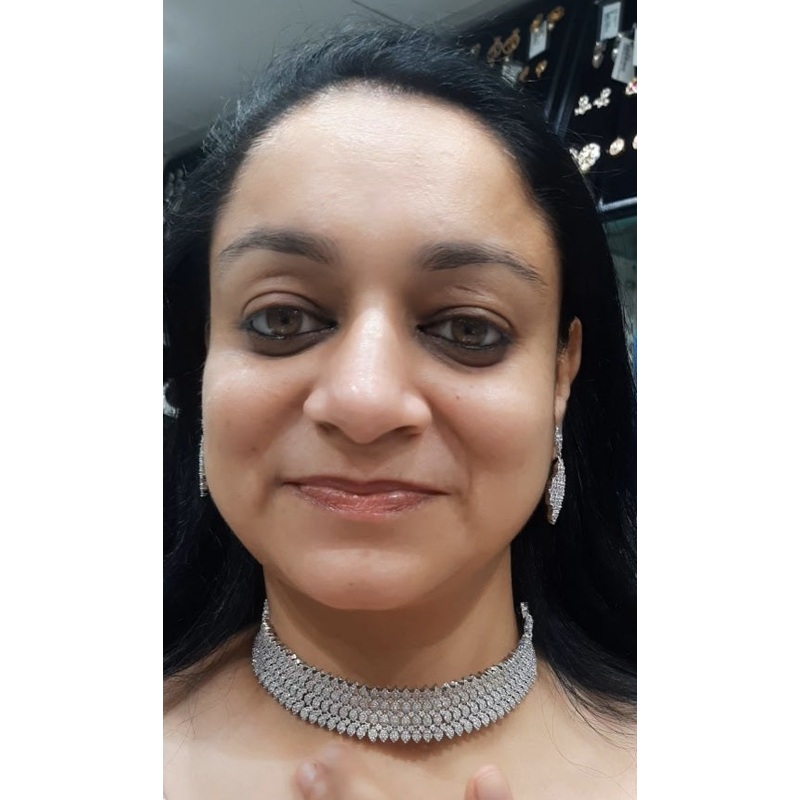 Jewelshingar necklace set in diamond look (95704NAD)