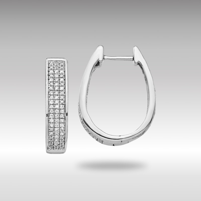 White Gold Diamond Large Hinged Oval Hoop Earrings – Model EM5383-040-WA