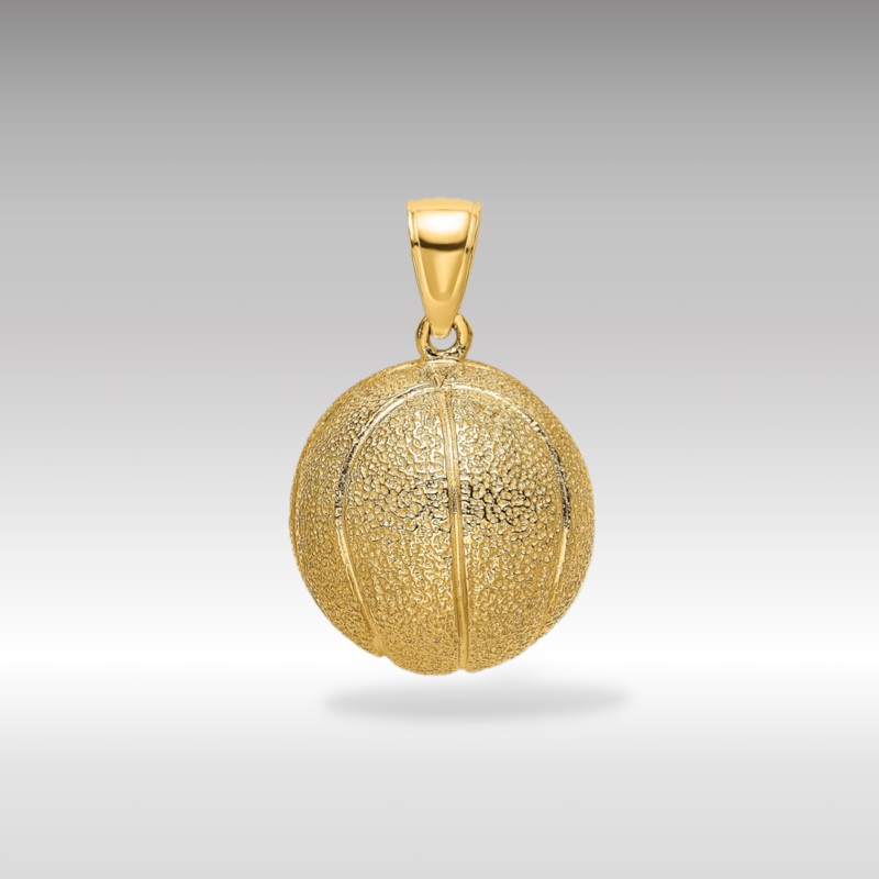 Gold 3D Large Basketball Pendant