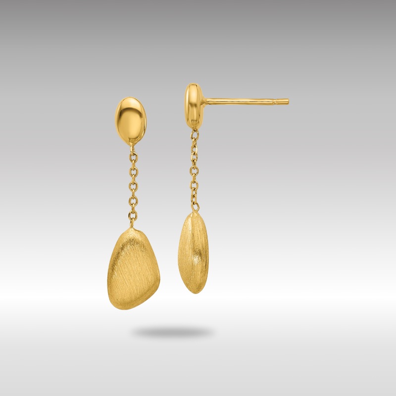 Gold Brushed and Polished Dangle Post Earrings – Model LE2628